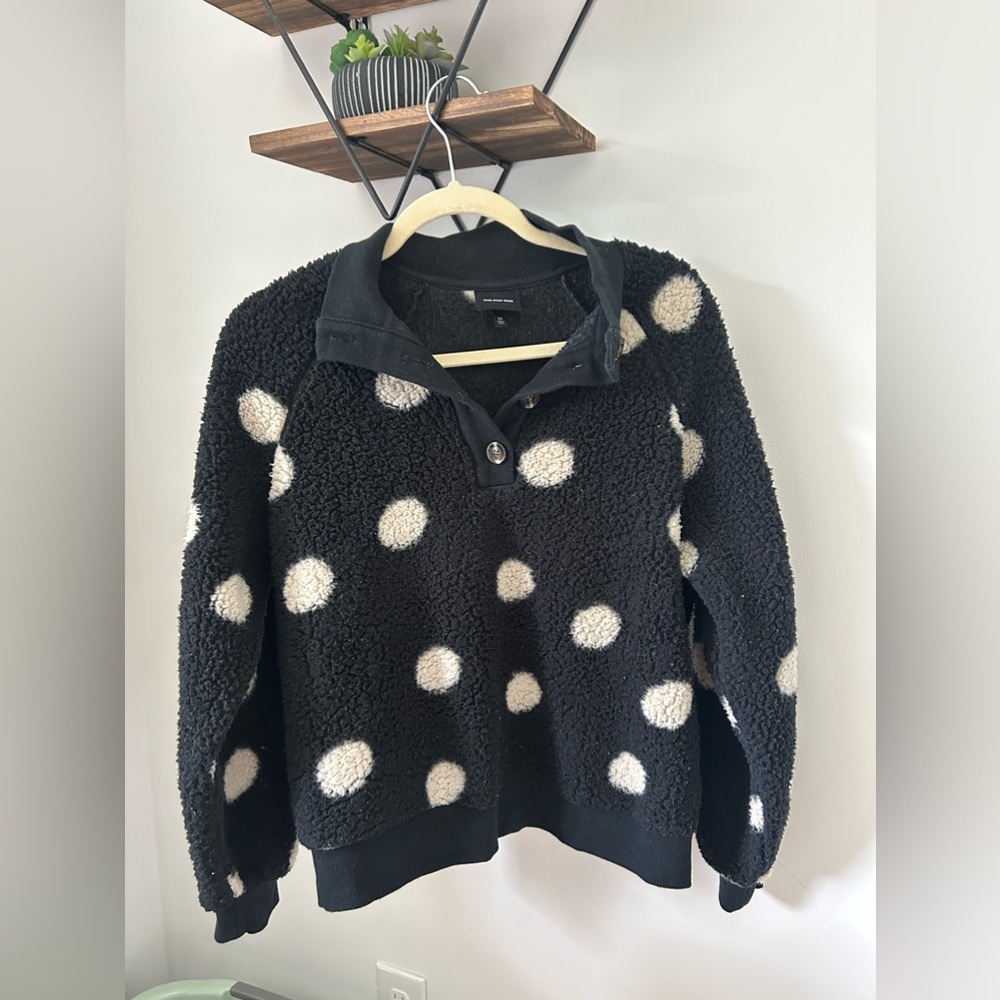 Who What Wear Pullover Black Polka Dot